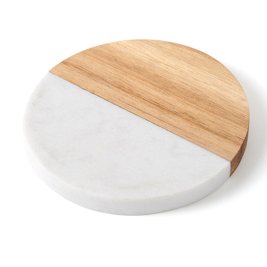 DOLNIO Circulaire Onderzetter – Marmer & Walnoot