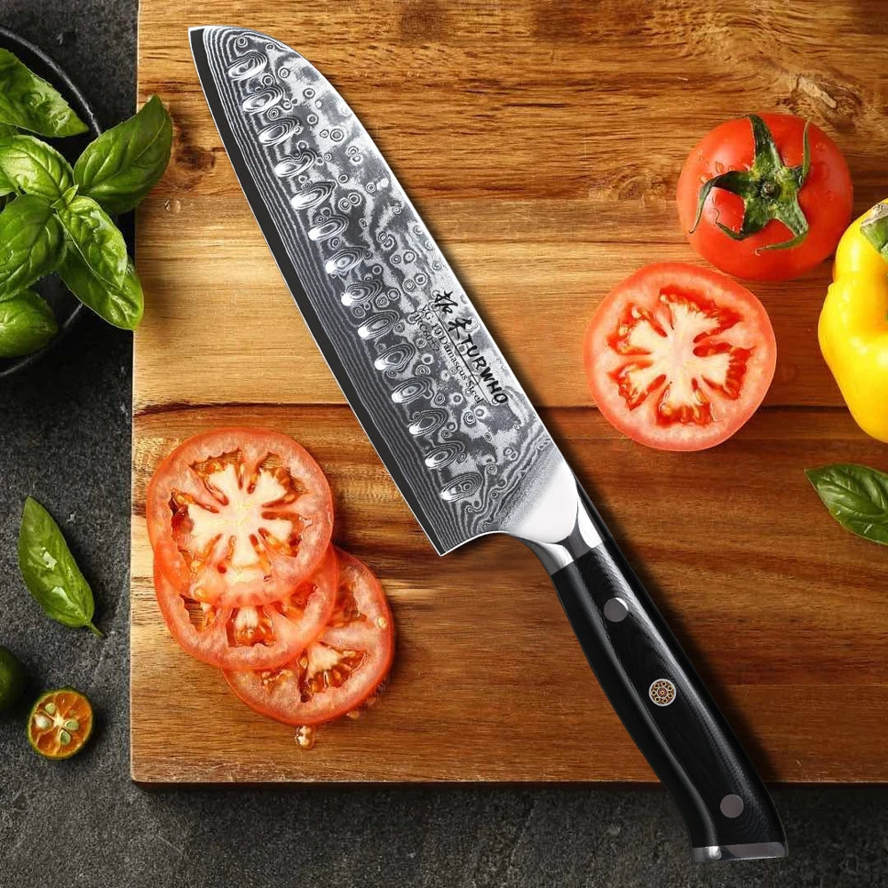 Santoku Chefmes 18 cm – 67 Lagen Damascus Staal, Japans