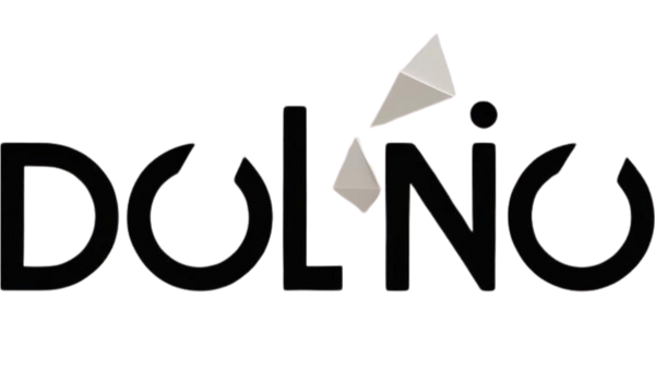 DOLNO logo with stylized design elements on a white background